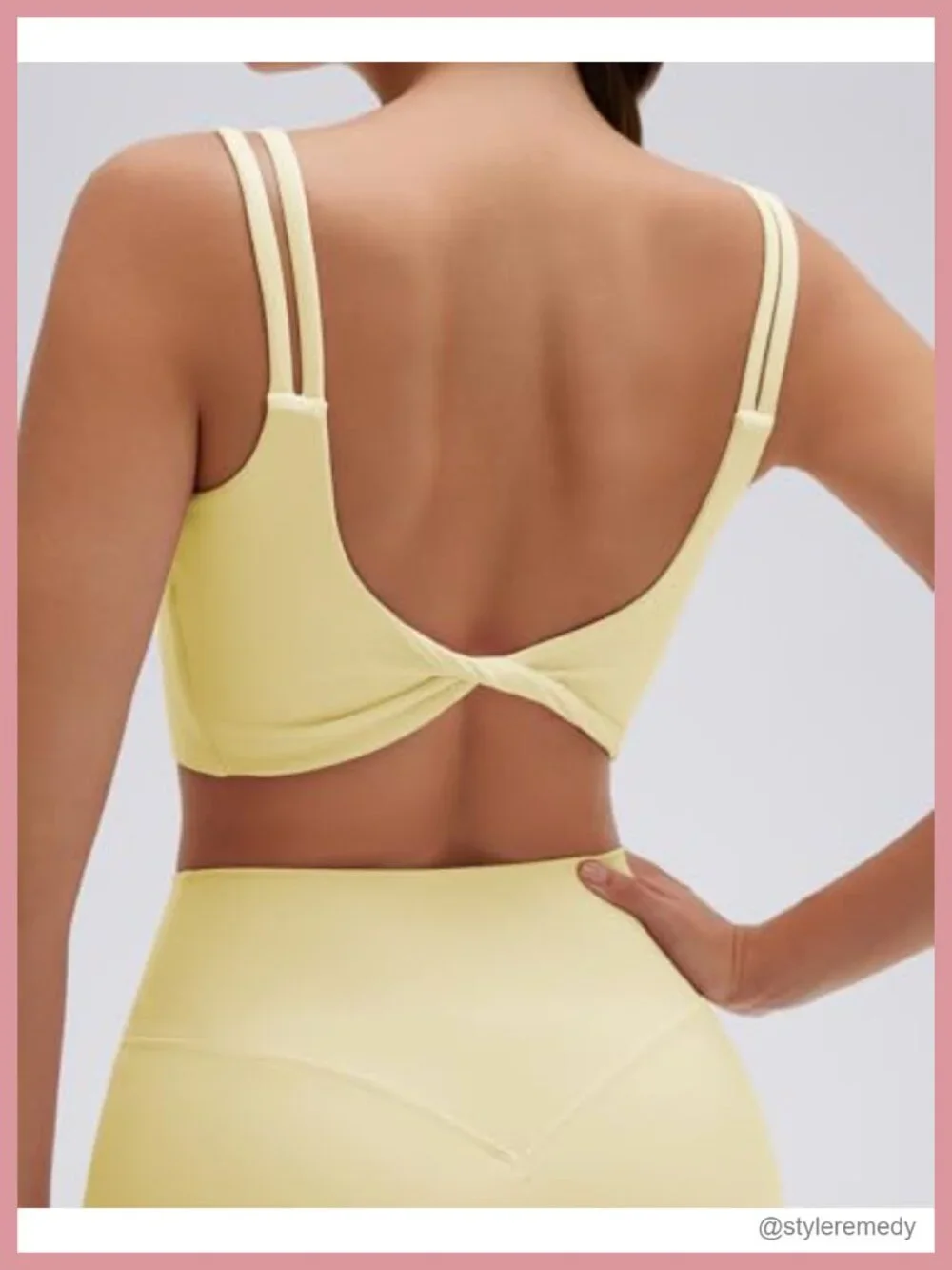 Twist Back Crop Tank & High Waisted Bike Short Set - Nylon Elastane